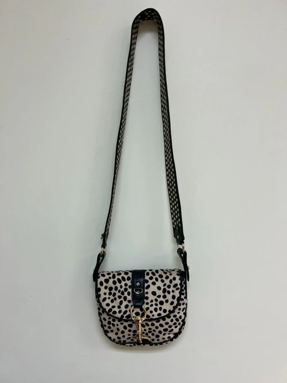 Rebecca Minkoff Pony Hair Dalmatian Print Crossbody Bag Gold Hardware - Picture 2 of 14